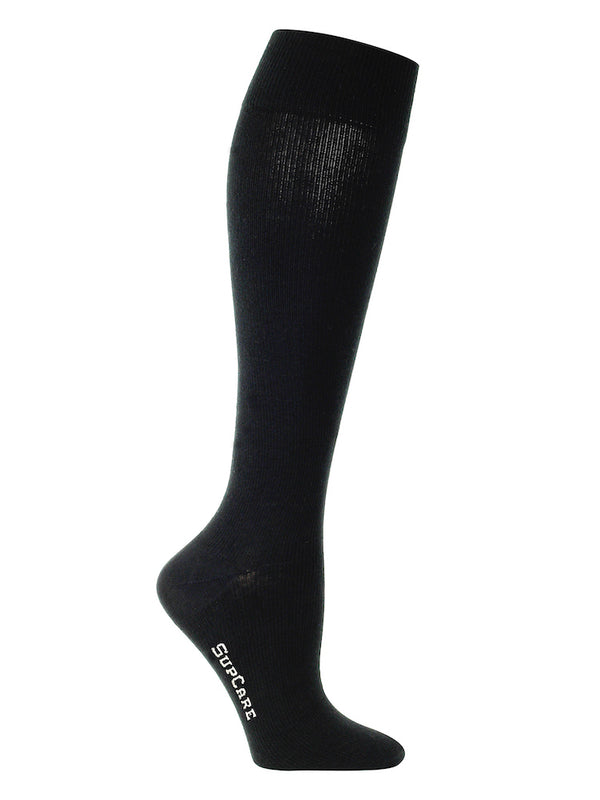 Cotton compression stockings, wide leg, black
