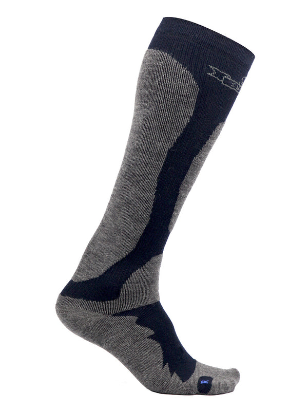 Sports compression socks with merino wool, dark blue and grey