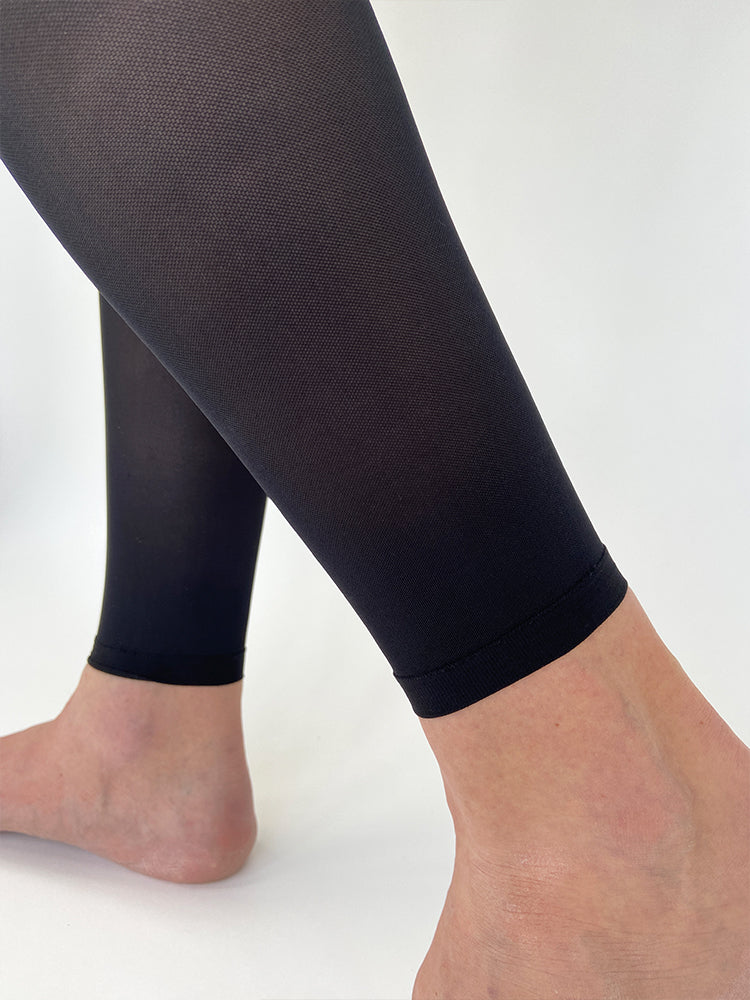 Microfiber compression leggings, 140 denier, black