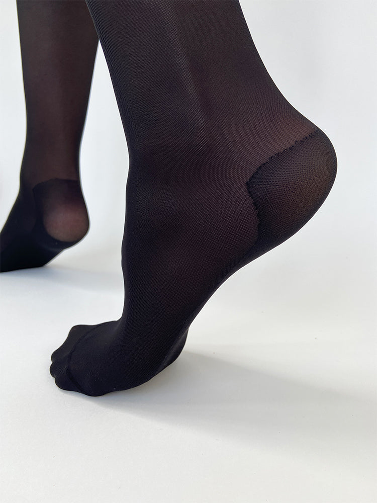 Medical compression tights with open toe, 140 denier, black – SupCare