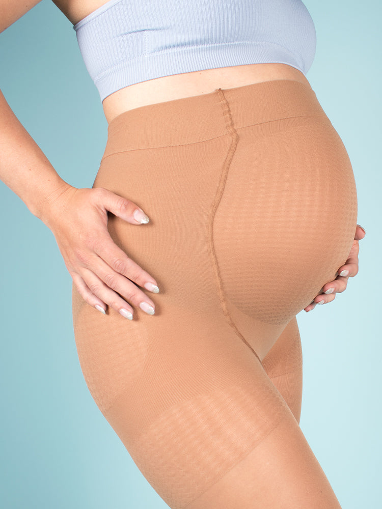 Maternity compression tights with microfiber, 140 denier, soleil
