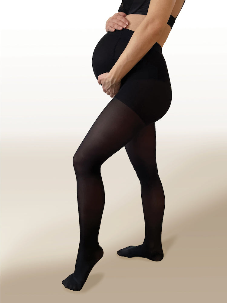 Maternity compression tights with microfiber, 140 denier, black