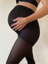 Maternity compression tights with microfiber, 140 denier, black