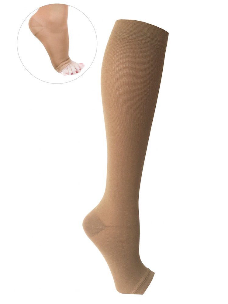 Meryl Skinlife compression stockings, open toe, beige