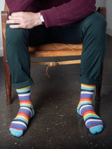 Cotton compression stockings, with rainbow stripes