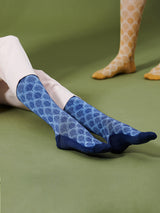 Bamboo compression stockings, blue leaves