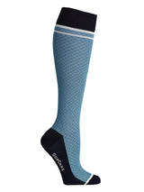 Wool compression stockings, blue and black with white grid